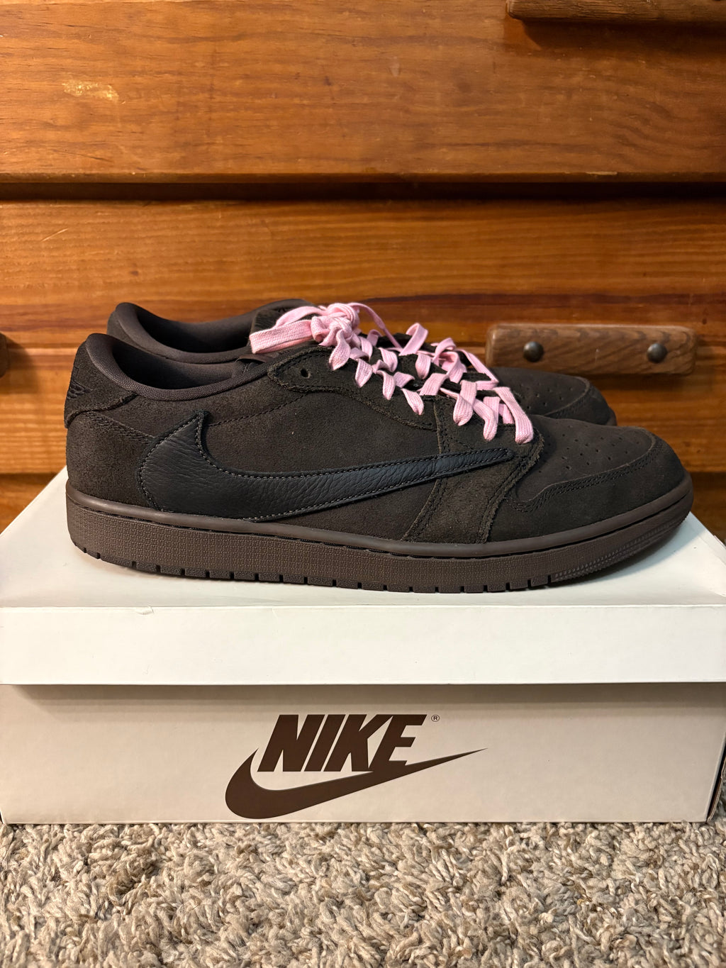 (Pre Owned) Jordan 1 Low Travis Scott Velvet Brown - Size 13
