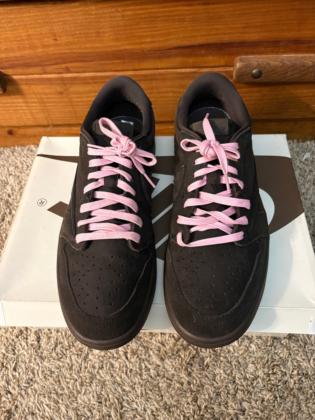(Pre Owned) Jordan 1 Low Travis Scott Velvet Brown - Size 13