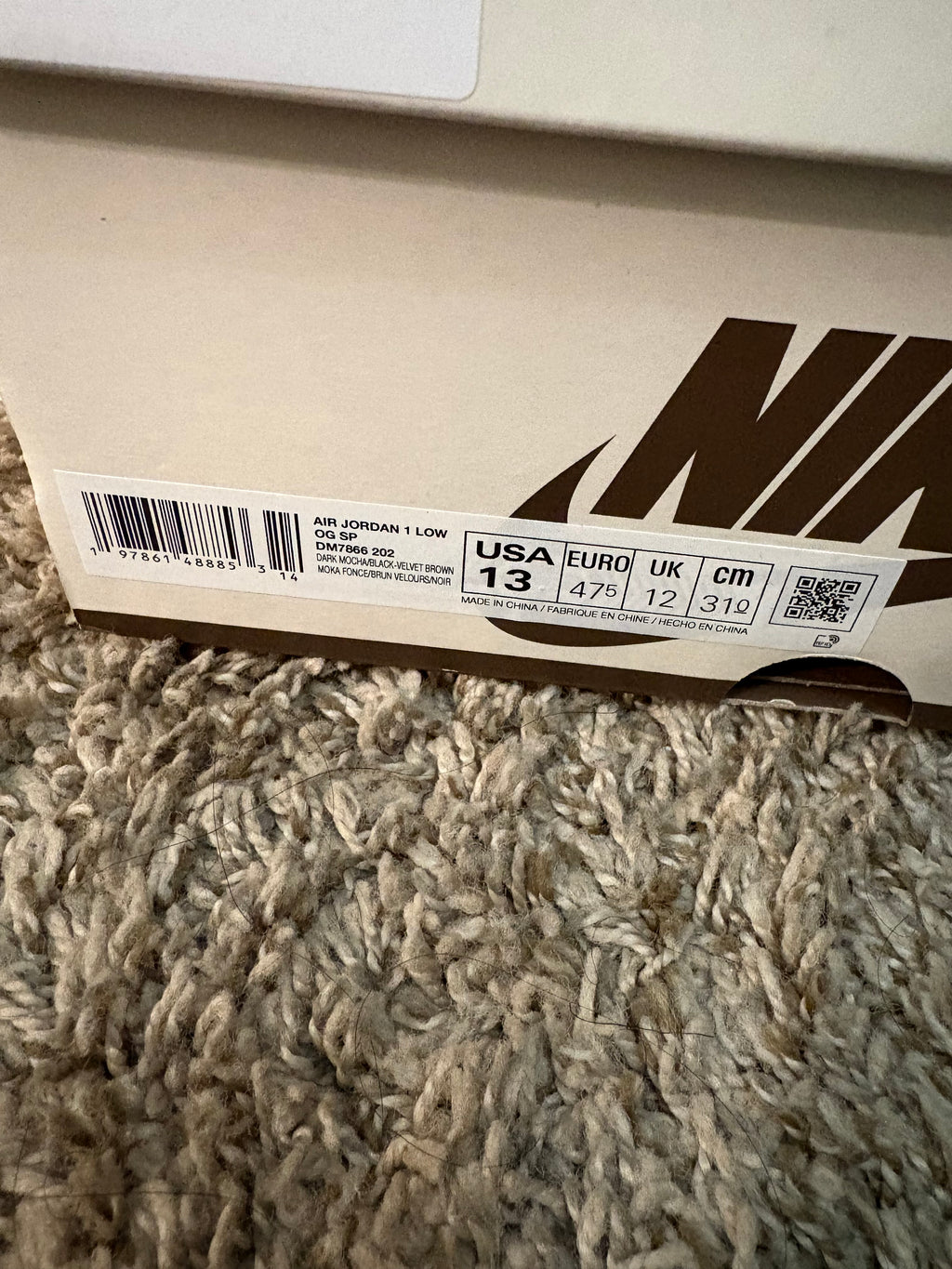 (Pre Owned) Jordan 1 Low Travis Scott Velvet Brown - Size 13