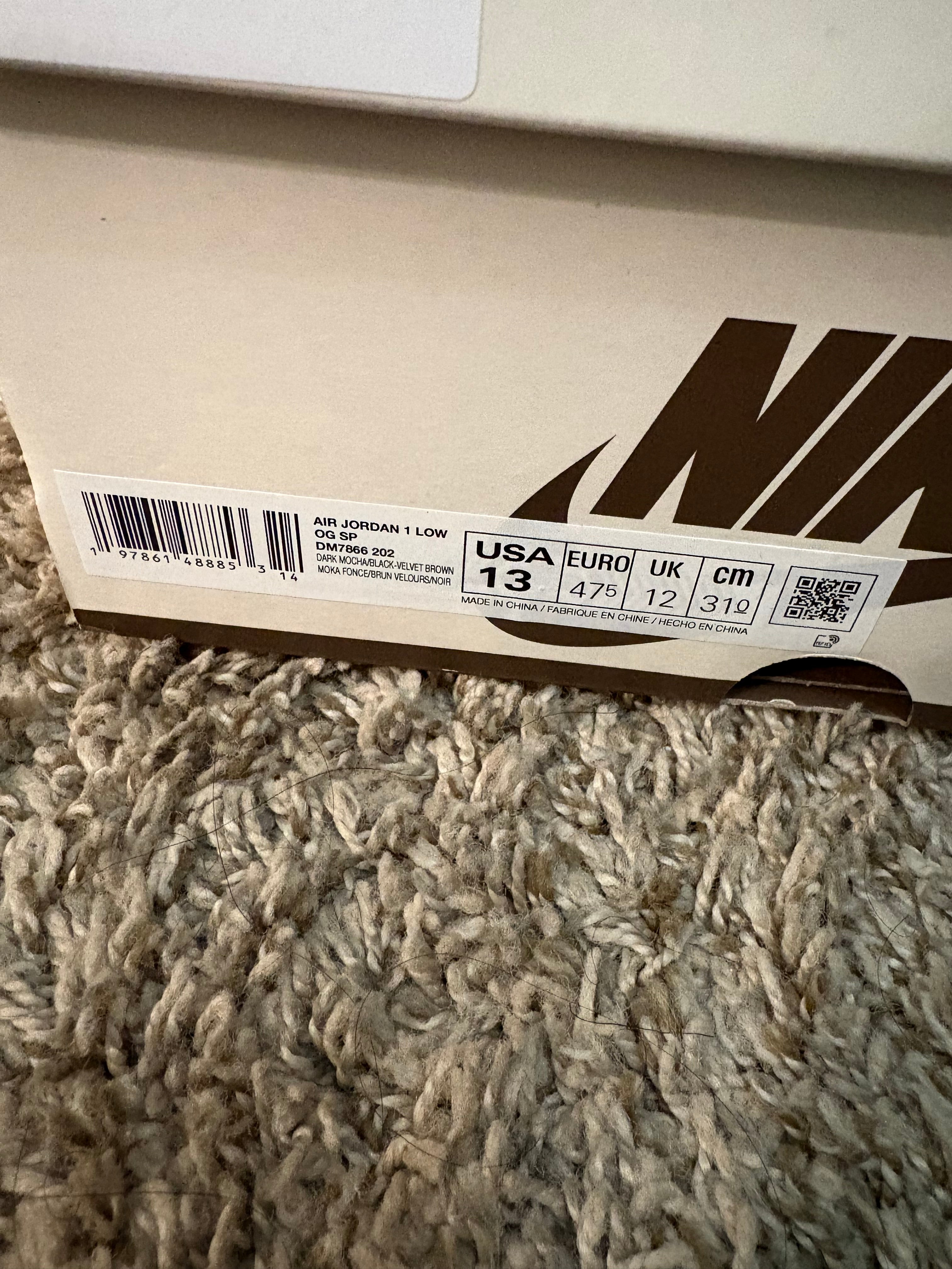 (Pre Owned) Jordan 1 Low Travis Scott Velvet Brown - Size 13